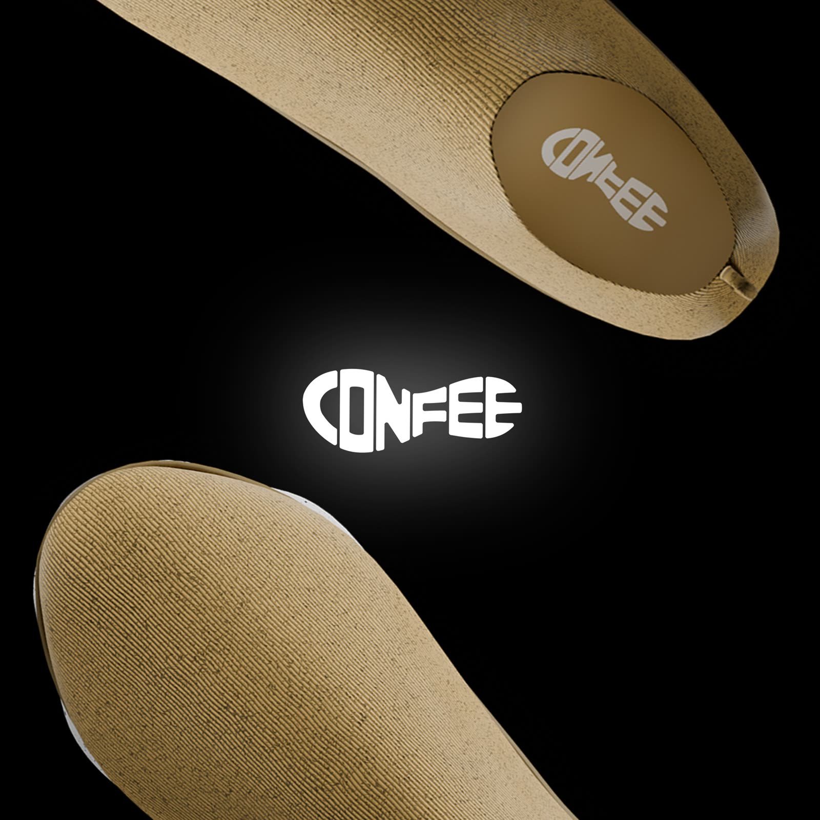 3D model render: Confee sneaker toe caps and insole logo, close-up