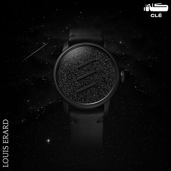 Luxury watch design: All-black watch with a starry dial in deep space
