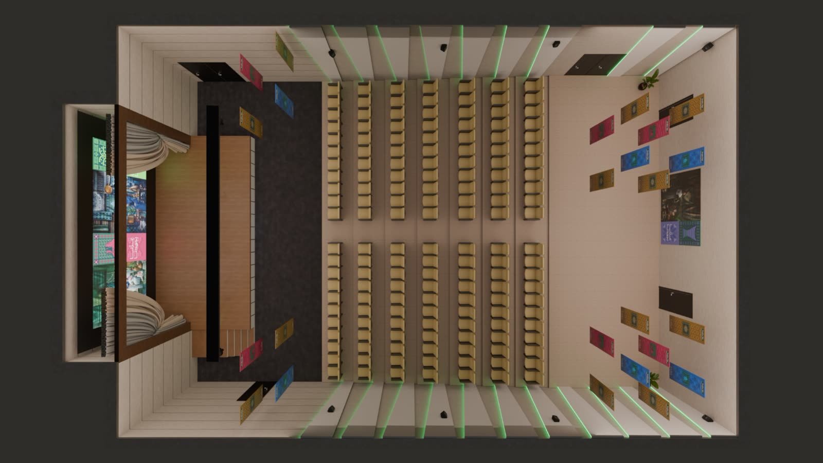 SOW National Day event: Top-view layout of the auditorium, stage and seating